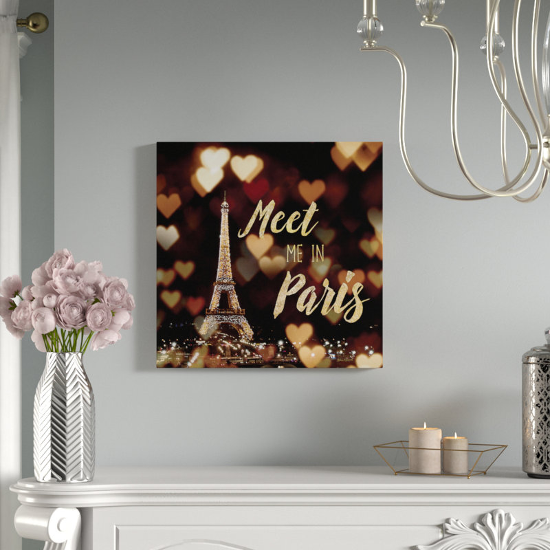 Citations à Paris, impression sur toile tendue, H 26 po x l 26 po x P 1,5 po, Toile encadrée noire, Pas de tapis