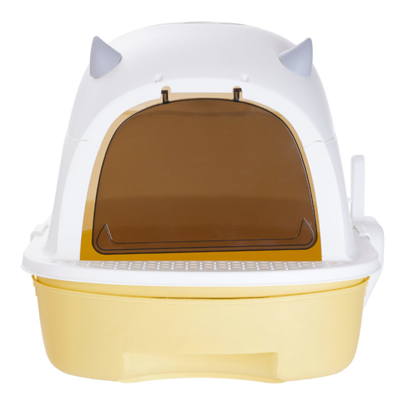 Little Devil Odor-Proof Fully Enclosed Extra-Large Folding Cat Litter Box, Yellow
