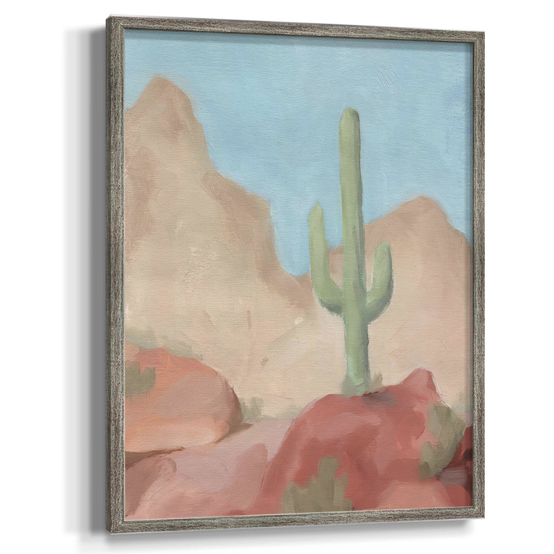 Sunny Saguaro III, reproduction encadrée - bois massif, H 21 po x l 17 po