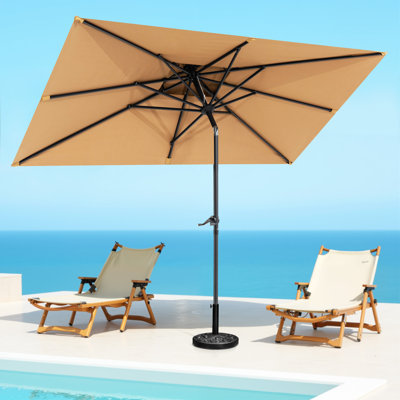 Parasol de marché rectangulaire de 116 po x 77 po avec base