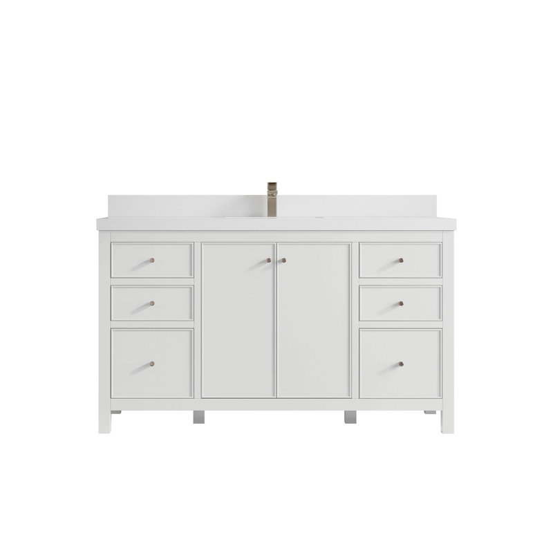 Meuble-lavabo simple 60 po avec plateau Chicago, Blanc