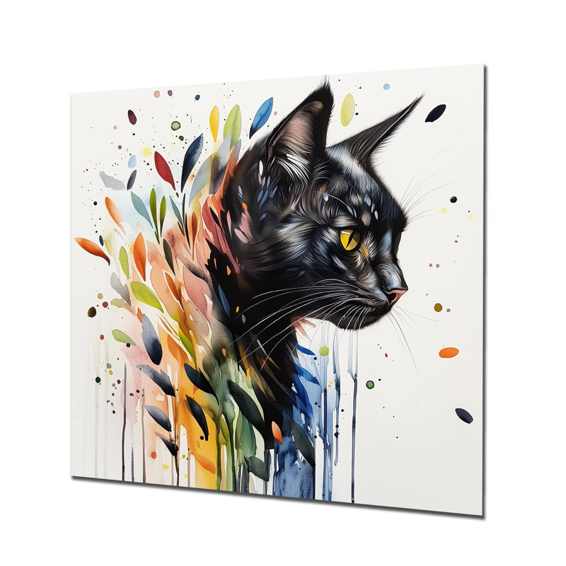 «Modern Botanical Cat Portrait», reproduction d'art en métal, H 23 po x l 23 po x P 0,84 po