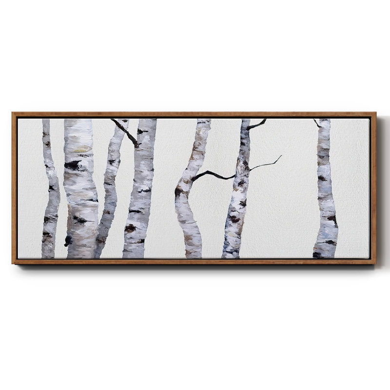 Birch Trees I - Toile encadrée de qualité supérieure - prête à être accrochée, Toile flottante noyer