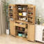Armoire haute haute avec tablettes réglables, tiroir caché, design courbé et 8 supports de porte-251606888