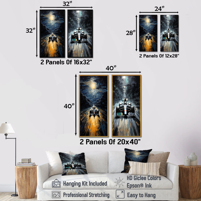Ensemble de 2 décorations murales Midnight, H 28 po x l 25 po, Toile tendue
