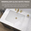 18 po Lavabo de salle de bain rectangulaire en L blanc avec lavabo vasque encastrable en céramique blanche avec trop-plein sous le comptoir
