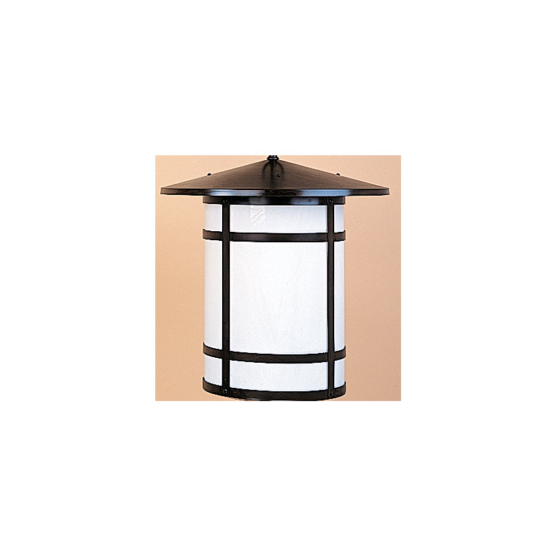  Lanterne Suspendue à 1 Lumière Berkeley, 24.75" H x 14" W, Brun rustique, Blanc Opalescent