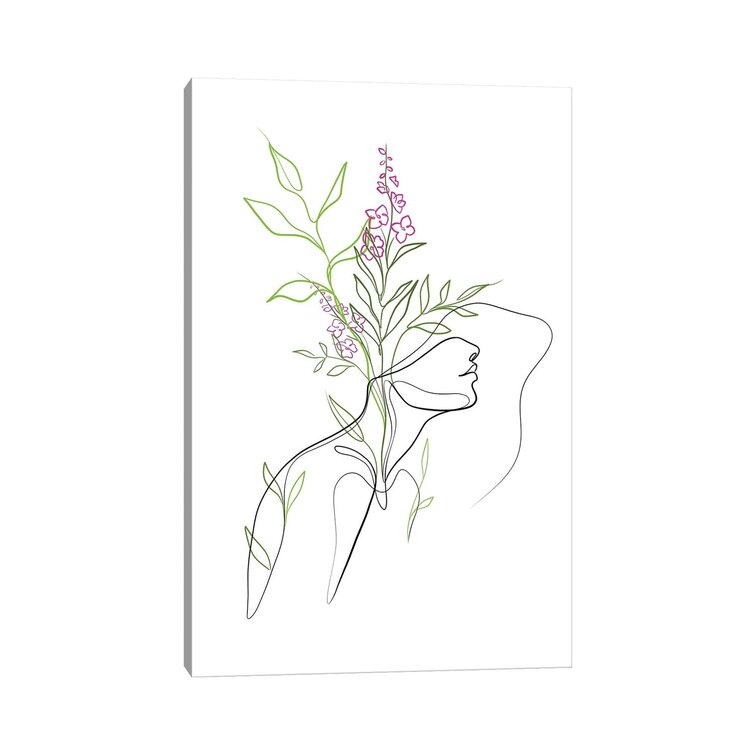 Canvas Sketch Picture, Canvas Drawing Poster, Head Flowers Prints