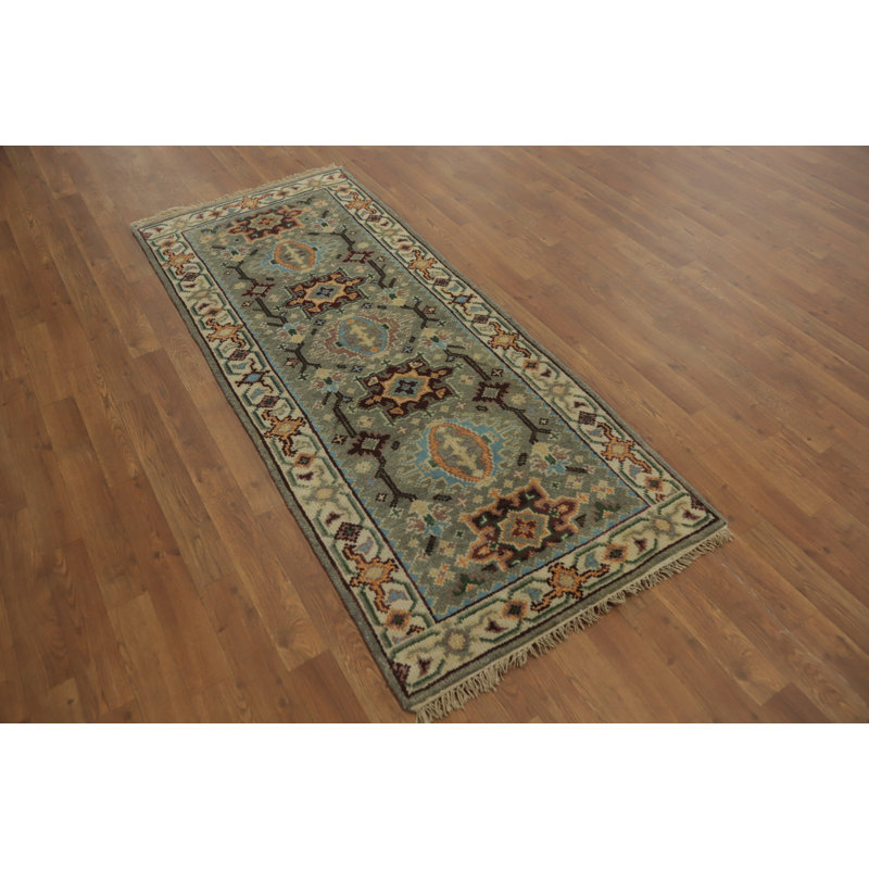 Tapis traditionnel indien à motif géométrique 3 x 6