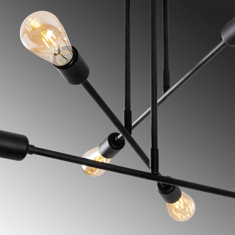 Lustre industriel noir, 6 lumières, 29,5 po x 29,5 po x 19,7 po | Corps en fer durable, douilles E27 de 40 W maximum | Couleur unie élégante, parfaite pour la salle à manger et les espaces de vie | IP20, solution d'éclairage de maison élégante