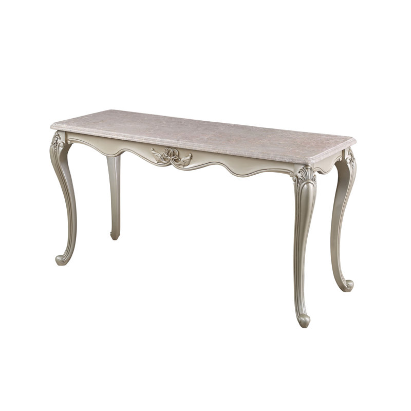 Console Kerra, marbre beige, champagne sculpté classique 58 pouces