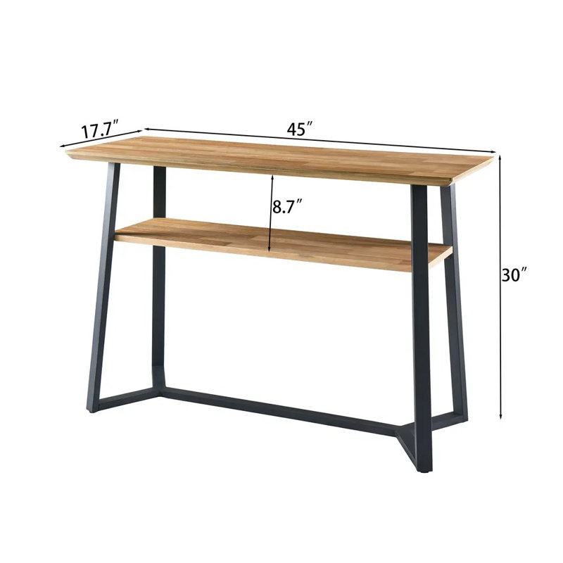 Table Narrow Sofa Table With Shelf, 2-tier