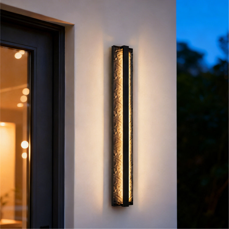 Jayeda 31.5"H Matte Black Rectangular Linear LED Outdoor Wall Lights, 31.5" Height