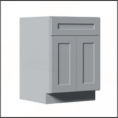 24 Inch Grey Shaker Base Cabinet with Soft-Close Door and Drawer, Adjustable Shelf for Kitchen, Bath, Laundry, and Garage(No Sink)