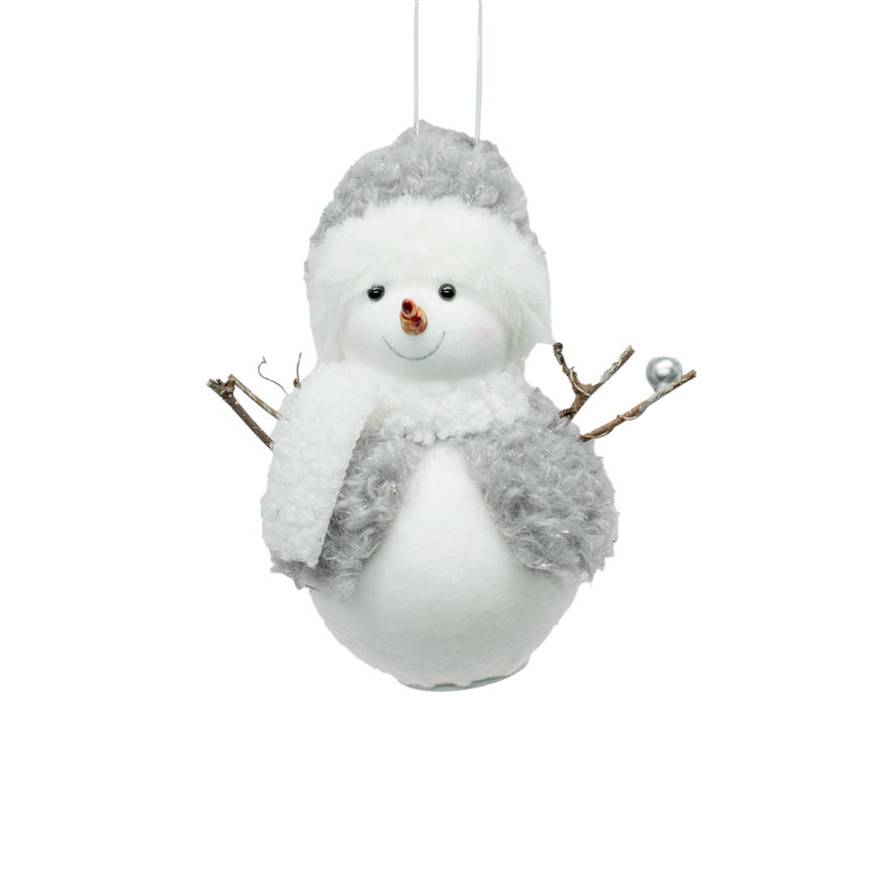 Bonhomme de neige debout et heureux, gris