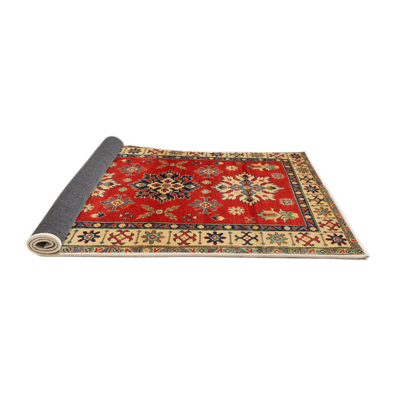 Tapis orange en laine et polyester tissé à la machine Southwestern, Rond 6 pi