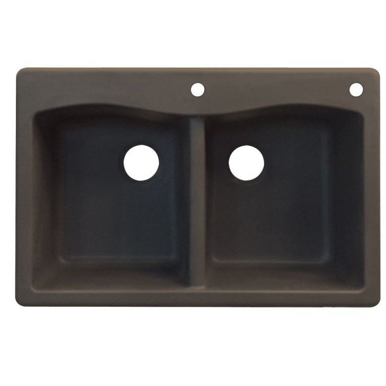 Évier de cuisine à double cuves l 33 po x l 22 po Aversa, 2 trous, Espresso