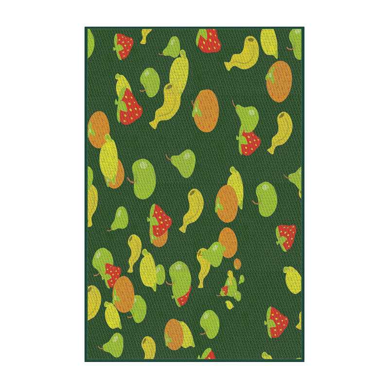 Tapis vert/rouge à motifs, Rectangle 2 pi x 4 pi