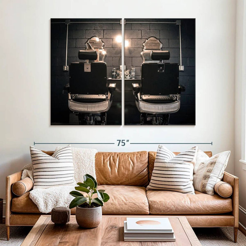 Ensemble de chaises sur toile 2 pièces Barber Shop, H 45 po x l 61 po x P 1,25 po