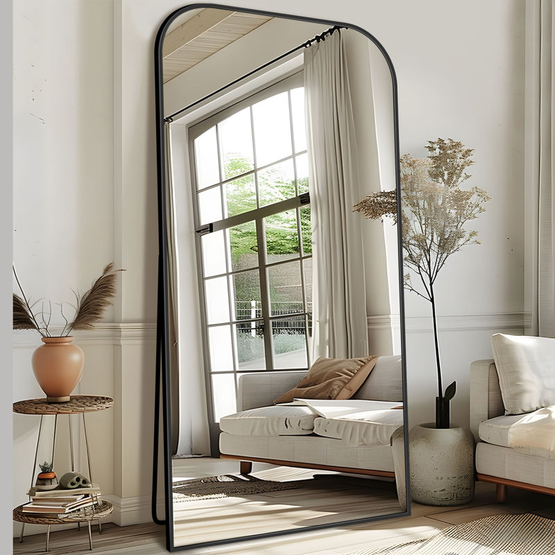 Arched Metal Oversized Full-Length Mirror, Black, 78" x 38"