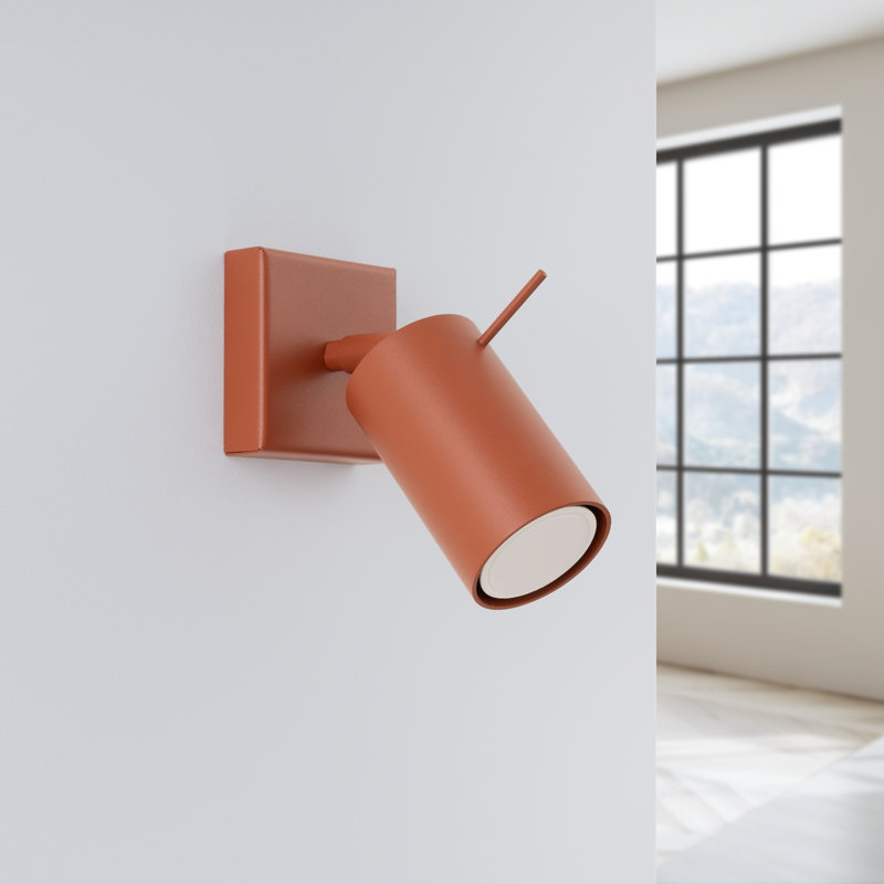 Wall lamp RING white with a switch, 8x16x8 cm, Red Ochre