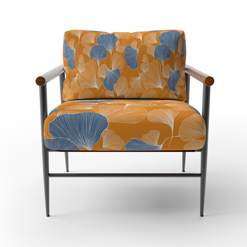 Chaise rembourrée Coastal, Bras ronds bruns