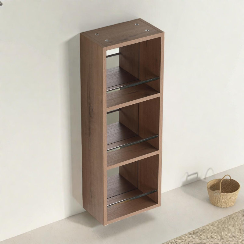 Armoire de toilette murale 10 po avec tablettes de rangement ouvertes et garde-corps en métal