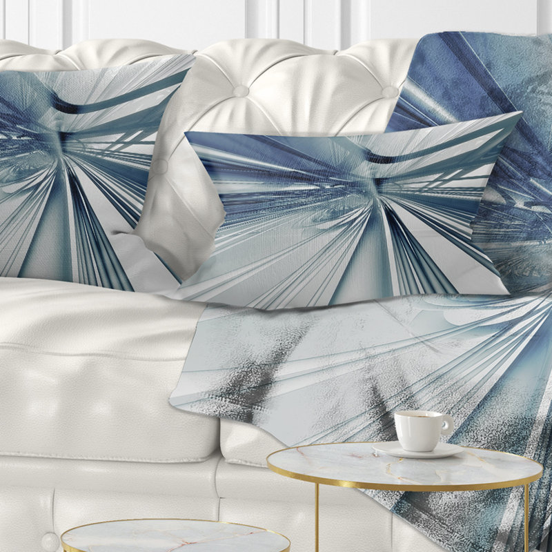 Art texturé bleu 3D - coussin abstrait imprimé, Rectangulaire, 12 po x 20 po