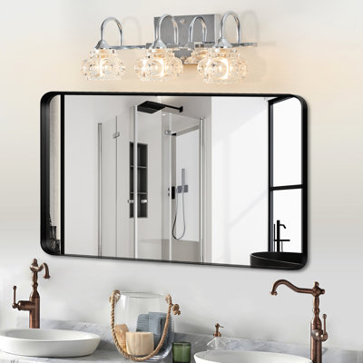 Elegant 3- Vintage Crystal Bathroom - Brushed Nickel Fixture With Clear Glass Shades, Build, For Bath & Dressing Room Use Mirror Lamp Rustproof Materials, Easy Installation In Various Spaces