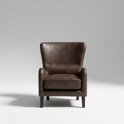 Contemporary High Back Accent Armchair with Solid Wood Legs and Upholstered Design