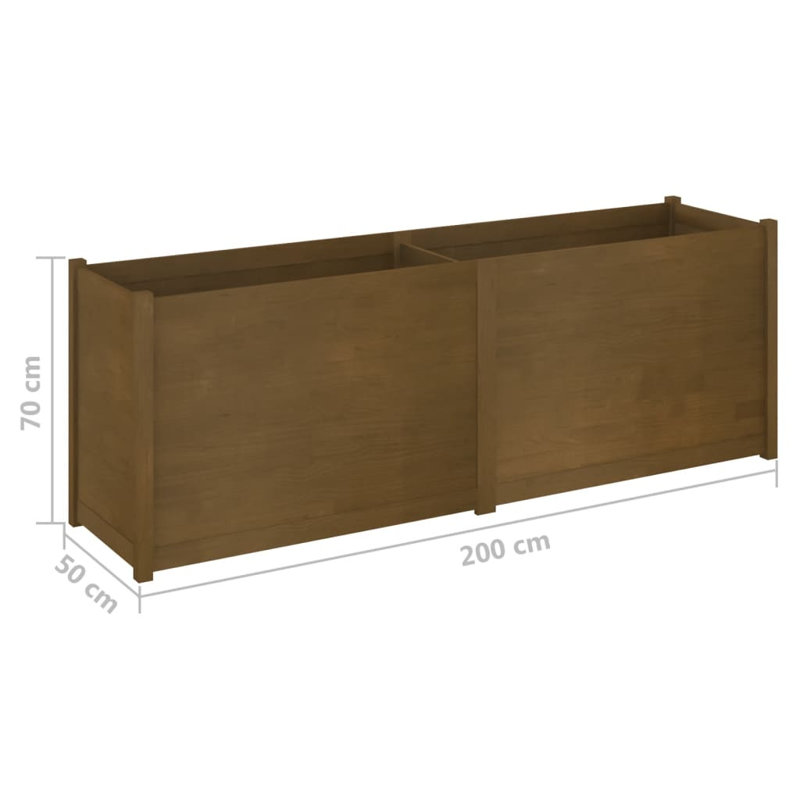 Wood Pot Planter, 27.6" H x 78.7" W x 19.7" D, Honey Brown