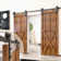 Black Rustic Straight Design Non-Bypass Single Track Two Door Hardware Kit