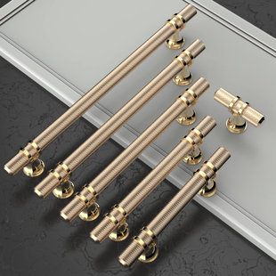 Paquet de 10 poignées d'armoire en or brossé de 5 po au centre avec poignées en laiton brossé pour commode à tiroirs, armoire et garde-robe