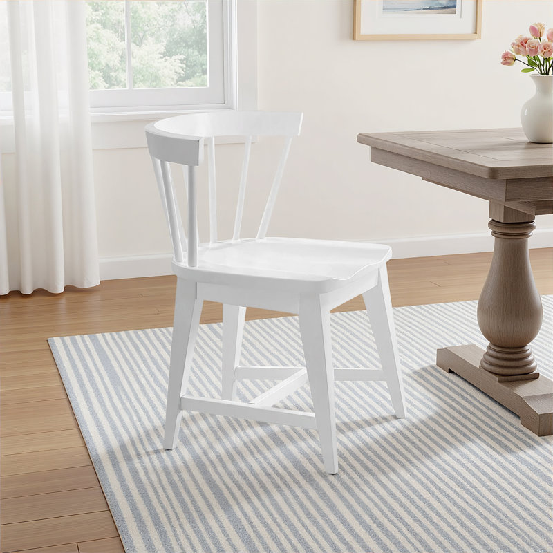 Gabby Solid Wood Windsor Back Side Chair in White