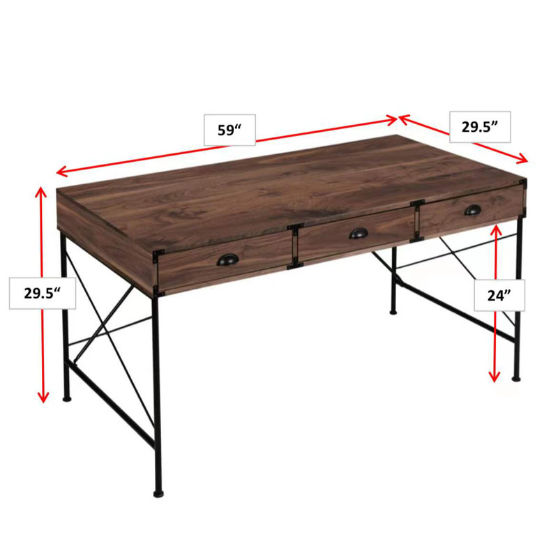 2 Piece Writing Desk Office Set, Walnut