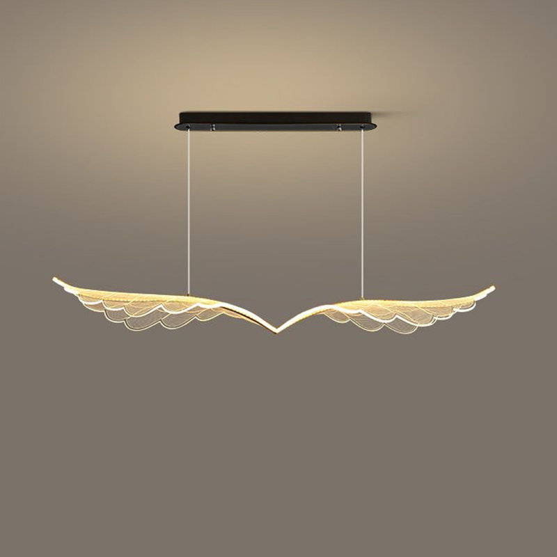 47" Modern Linear Angel Wing Chandelier With Led Light 