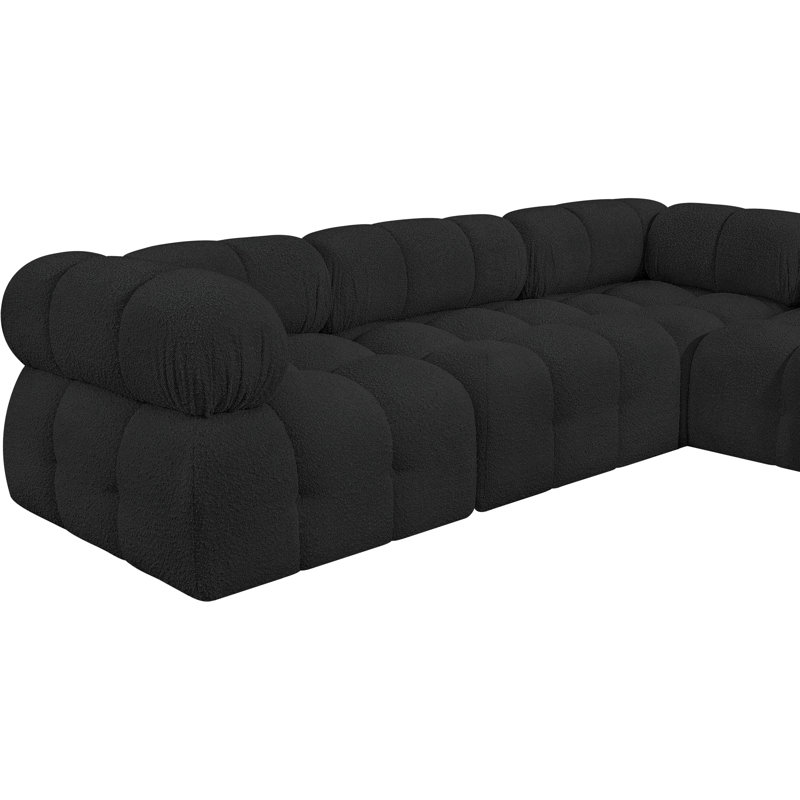 Ivanovic 5 - Piece Upholstered Sectional, Black Boucle Fabric