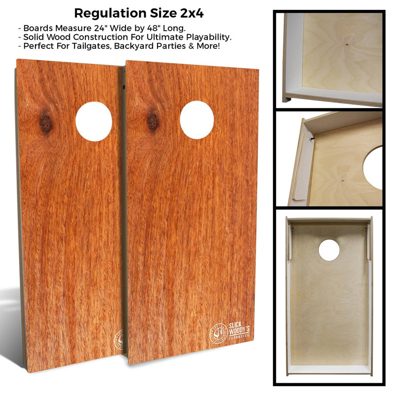 2' X 4' Burma Padaulk Cornhole Board Set With Hole Lights