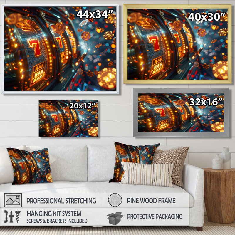 Machine à sous Jackpot Winner I - casino et jeux, reproduction d'art mural, Toile tendue, H 30 po x l 40 po x P 1,5 po