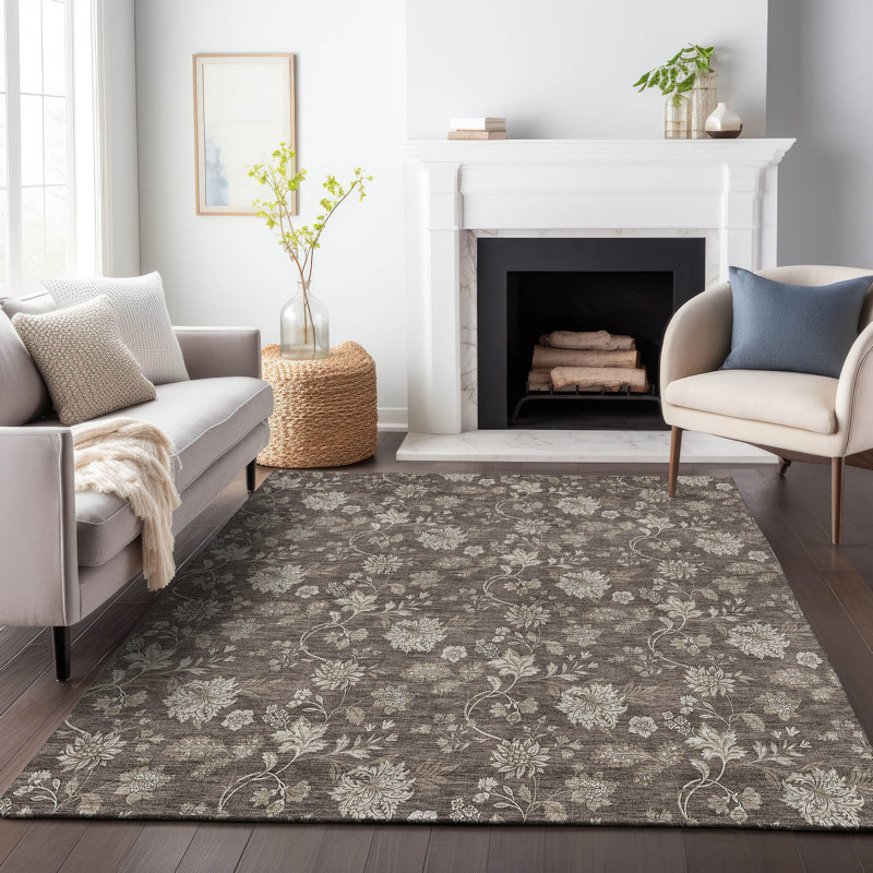 Premium Machine Washable Prisco Chocolate Rug, Rectangle 3' x 5'