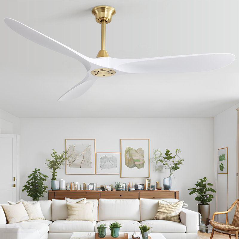 Ventilateur de plafond intelligent moderne en ABS de 60 pouces avec moteur à courant continu réversible à télécommande 6 vitesses pour chambre à coucher