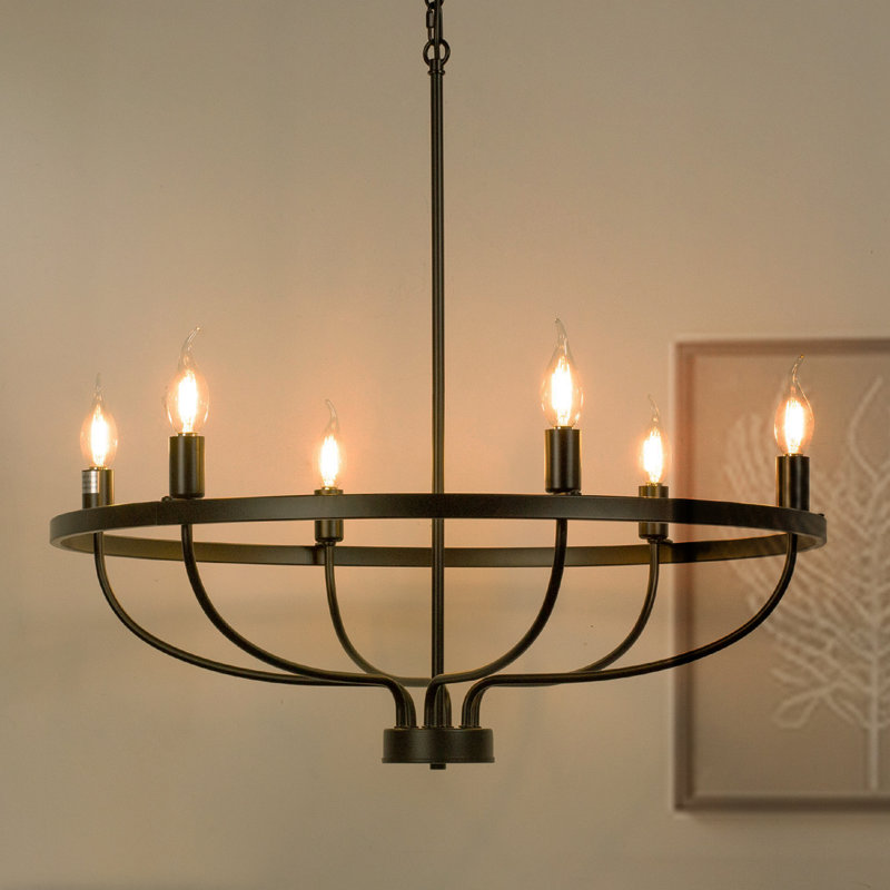 Lustre bougie rétro à 6 lumières Evanna, Noir