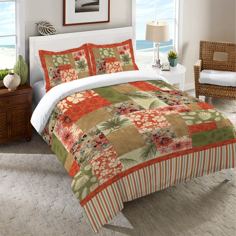 Housse de couette en microfibre Tropical Patchwork, Housse de couette pour très grand lit