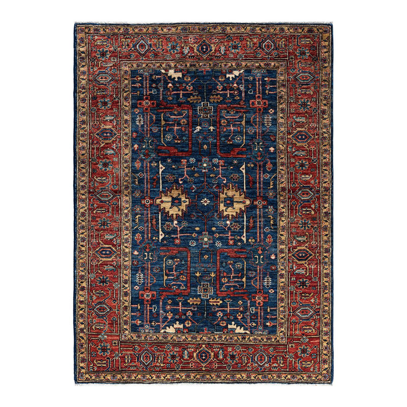 Demontra One-of-a-Kind Rectangle 4' X 5'7" New Age Wool Area Rug Blue