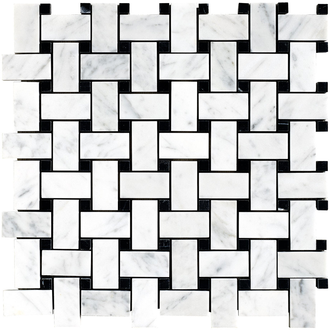Carrara 1" x 2" Marble Basketweave Mosaic Wall & Floor Tile Matrix Stone USA