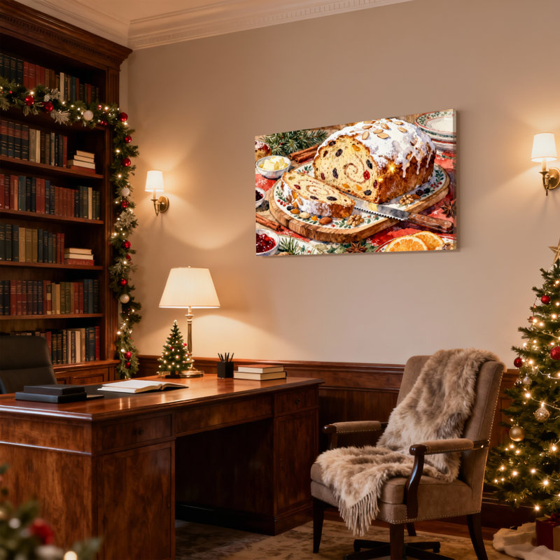 Ensemble de 3 impressions sur toile, gâteau de Noël avec glaçage et fruits, 20" H x 30" W