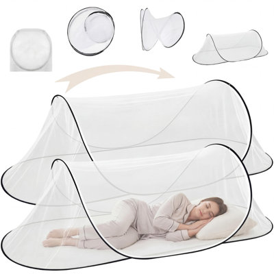 2 moustiquaires escamotables pour le lit 78 * 31 * 22 pouces moustiquaire pliable portative pour le camping