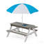 Table de pique-nique en bois 3 en 1 pour enfants avec parasol, sable et mer convertible, gris ASTM et CPSIA