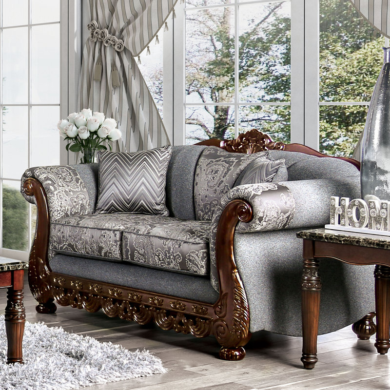 Akyla Chenille Rolled Arm Sofa, Gray, 40" H x 70" W x 36" D