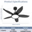 Protection des yeux Pales de source de lumière Pales de ventilateur à débit d'air élevé Ventilateurs enfichables en plastique ABS Plafonnier de plafond